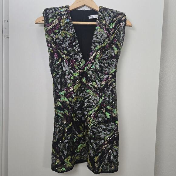 Zara Blogger's Favorite Sequin Mini Dress Size XS - Picture 3 of 9